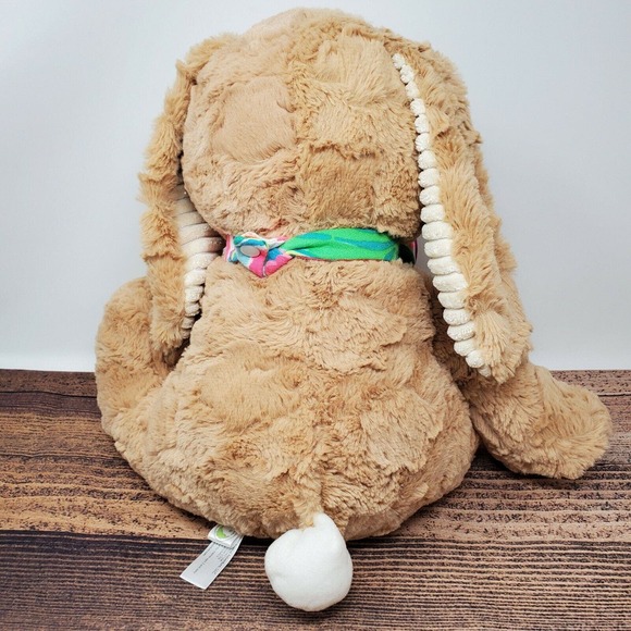Animal Adventure Easter Bunny Rabbit Plush Stuffed Animal Tie Dye Bow Brown 14" - Picture 2 of 8